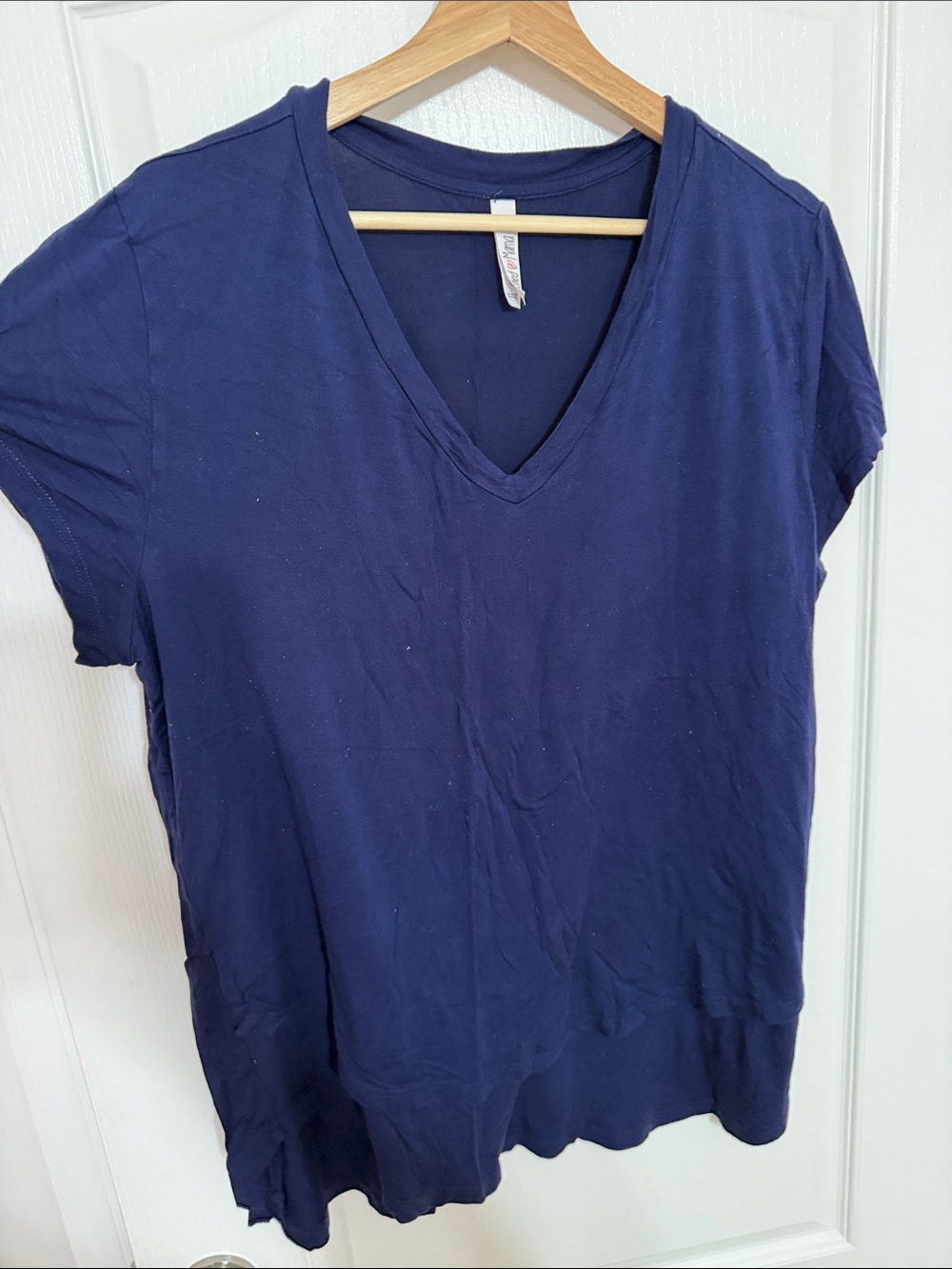 Latched Mama Women's Navy V-Neck Short Sleeve Breastfeeding Top